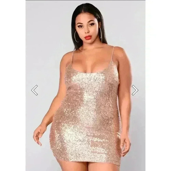 Fashion Nova Dresses & Skirts - Fashion Nova Champagne Holiday Sequin Dress